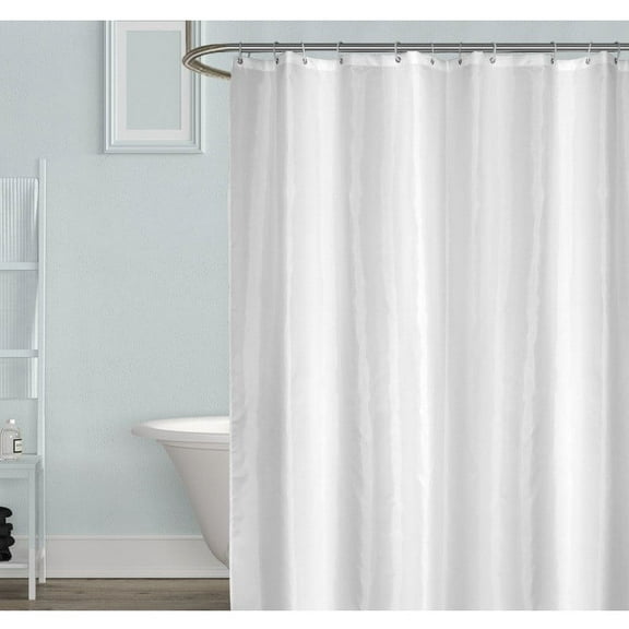ZToonmas Waterproof Fabric Shower Curtain Liner Washable, White Shower Liner Soft Fabric, with 12 Hooks Plastic Hooks, 78" x 70"