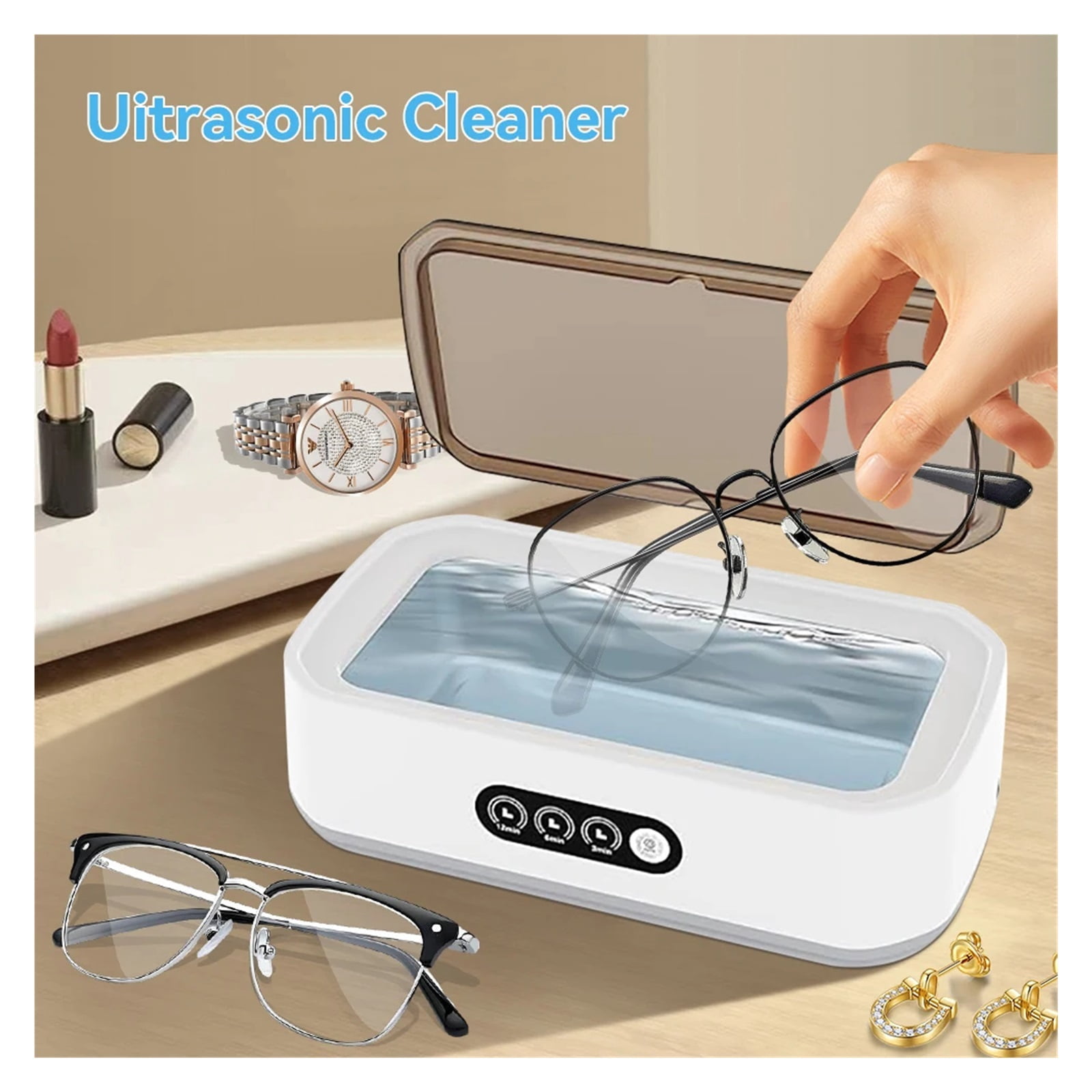 Ultrasonic Cleaning Machine 650ml High-frequency Vibration 360°All-Round Clean For Glasses Jewelry Professional Cleaner
