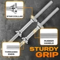 thumbnail image 3 of Pair of Threaded Dumbbell Handles Chrome/Rubber Grip Fit \uD Plates Weight Bar Connector, 3 of 8