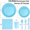 thumbnail image 2 of Inadays 175Pcs Disposable Party Supplies Includes Blue Paper Plates Cup Napkins Forks Spoons Knives, Dinnerware Set for Garden Party Birthday BBQ Baby Shower Wedding, Serve 25 Guests, 2 of 7