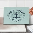 thumbnail image 2 of Anchor Cutting Board, Home Ocean Lettering on a Nautical Sketch with Worn out Background, Decorative Tempered Glass Cutting and Serving Board, Small Size, Navy Blue and White, by Ambesonne, 2 of 5