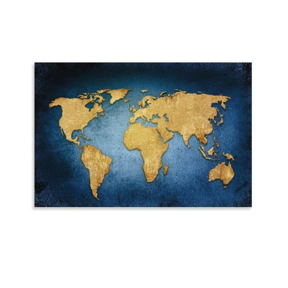 World Map Poster Decorative Painting Canvas Wall Art Living Room Posters Bedroom Painting,Unframe-style,12x18inch(30x45cm)