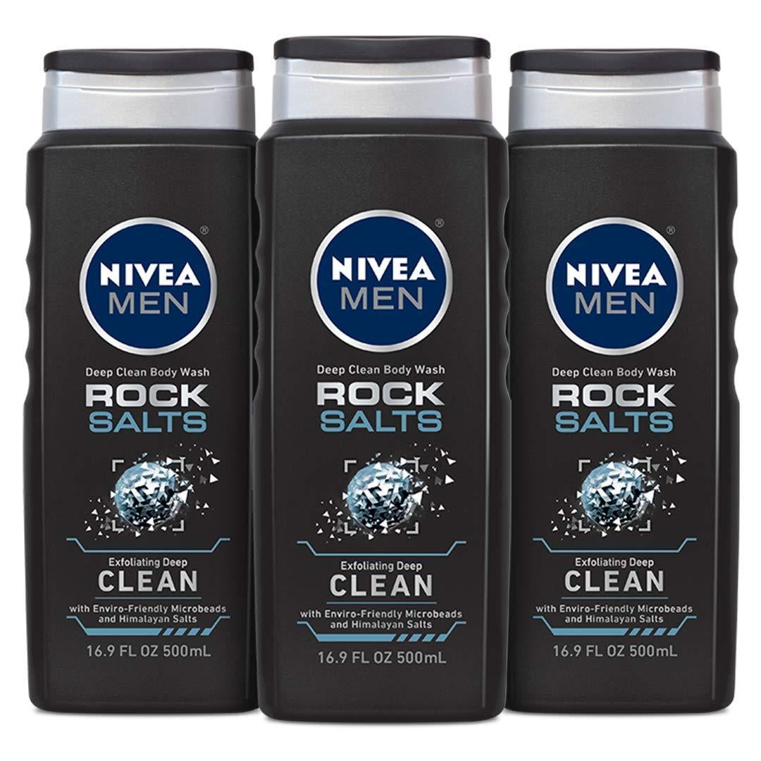 NIVEA Men Deep Rock Salts Body Wash Exfoliating Deep Clean with