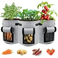 thumbnail image 1 of Bolsas para plantar papas, paquete de 3, macetas de tela gruesa, jardín, verduras, bolsa para plantar con asas y ventana con velcro, gris Xemadio LKX-0174, 1 of 7