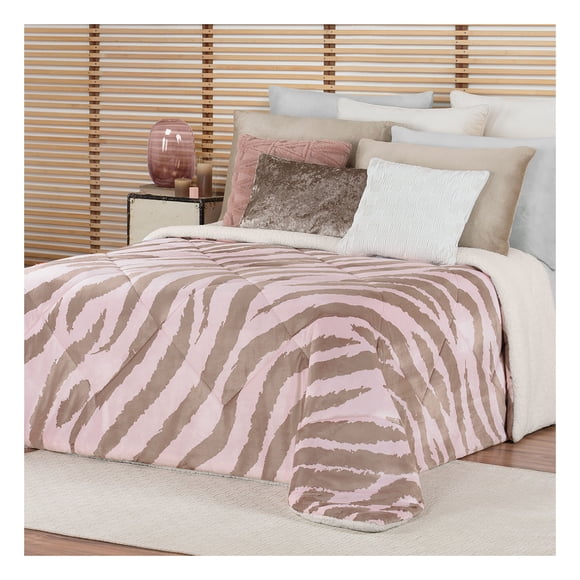 Edredón Premium Estampado Reverso Borrega King Size Jumbo Esquimal (Asmara, 265x240cm)