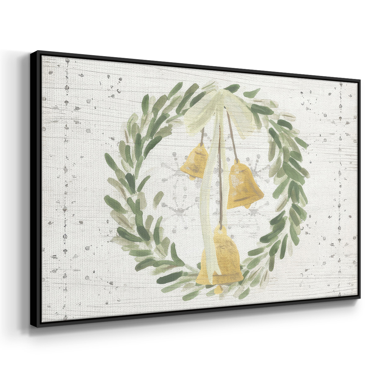 Weathered Aspen Wreath Collection A - Framed Gallery Wrapped Holiday Canvas - 17 x 25 - Black Frame