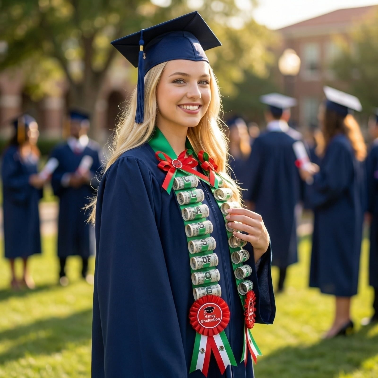Graduation Money Lei Class of 2026 Grad Ribbon Double Braided Lei Graduation Cash Gifts Pull Ideas for High School College Party Supplies,Black