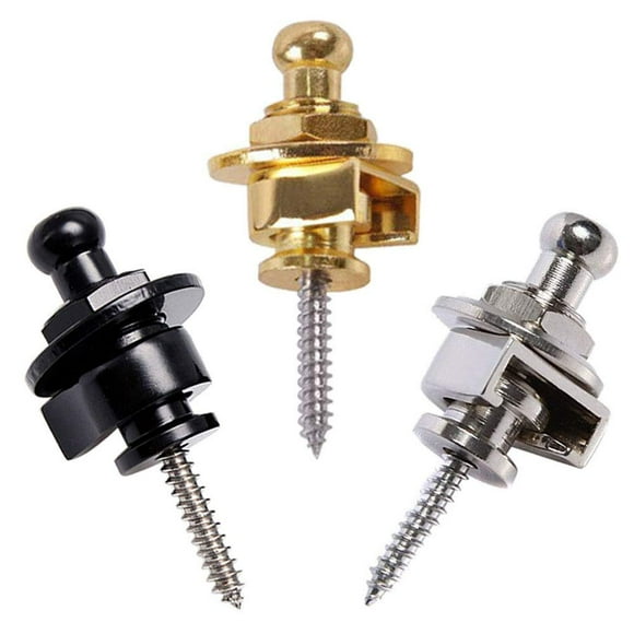 Wolfride 3 Paires de Boutons de Verrouillage de Sangle de Guitare, Remplacement Noir Argent Or pour Guitare Basse
