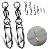 TSV 50pcs Fishing Swivels, 6 Sizes Stainless Fishing Swivel Connector with Oval Split Rings