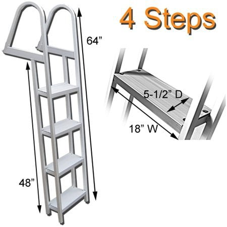 Aluminum 12 Volt Outdoor Step - RecPro Marine PONTOON BOAT DOCK HEAVY DUTY ALUMINUM 4 STEP REMOVABLE BOARDING LADDER AL-A4