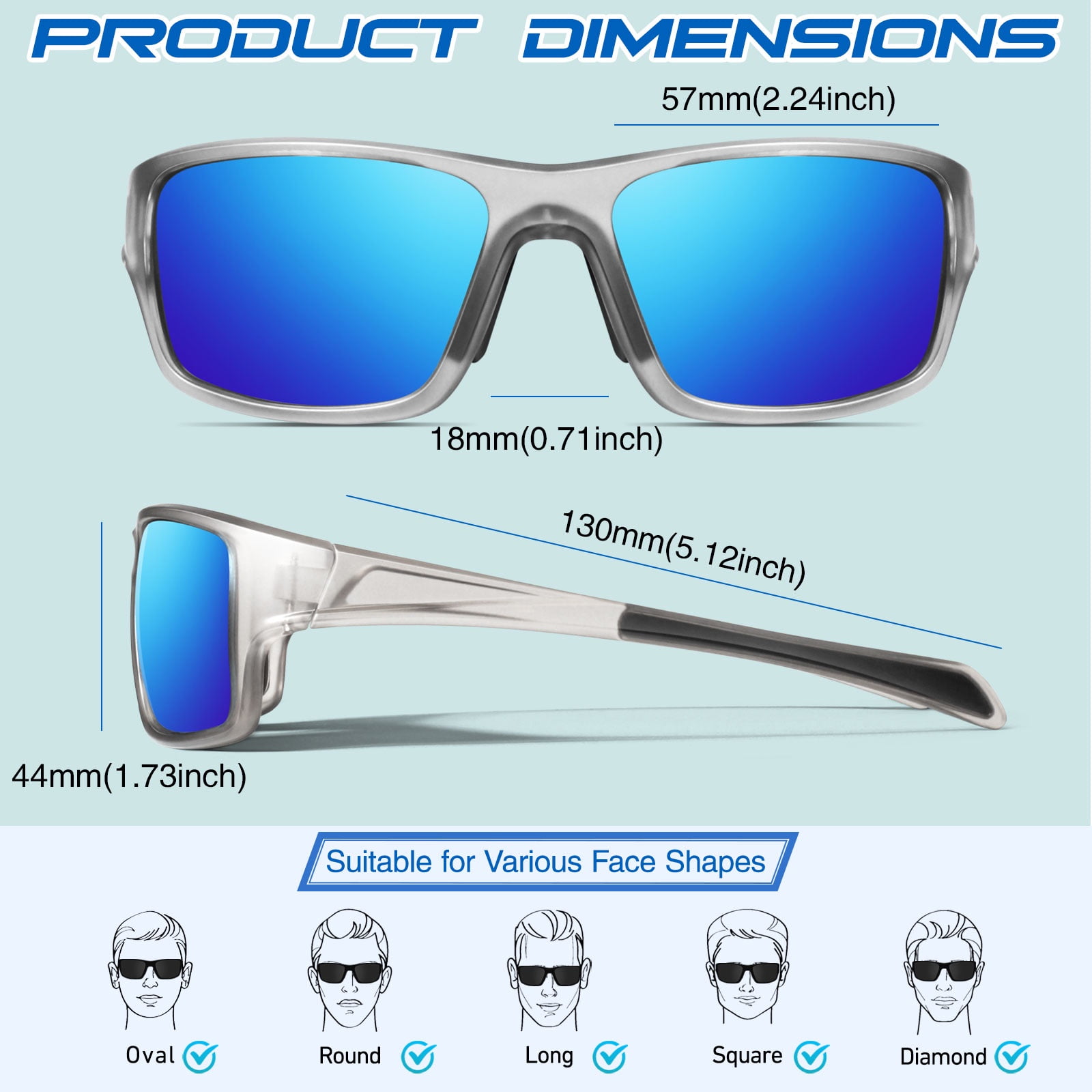 LINVO Men’s Sports Polarized Sunglasses, Wrap-Around Sun Glasses for Cycling, Fishing, Hiking & Driving, UV400 Protection