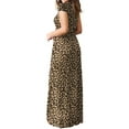 thumbnail image 7 of Mengpipi Women's Maxi Dresses Short Sleeve Long Casual Dresses Loose with Pockets, Leopard-XL(US 16-18), 7 of 7