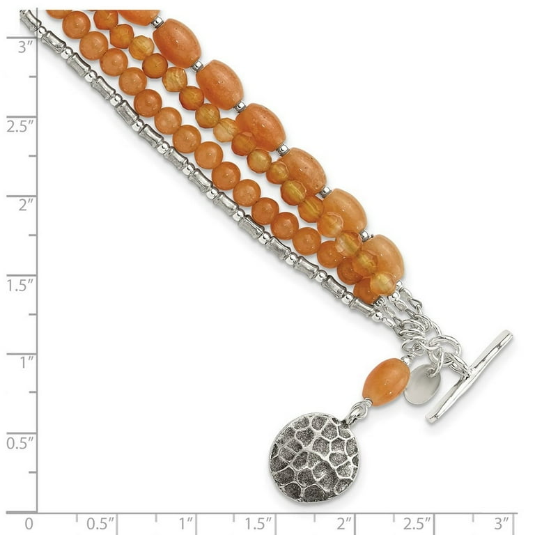 Sterling Silver Aventurine and Carnelian 4-Strand Bracelet Sterling Silver Aventurine and Carnelian 4-Strand Bracelet
