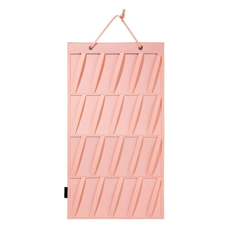 CHAMAIR Felt Girls Hairpin Organizer Wall-mounted Claw Clips Storage  Hanging Bag (Pink) 