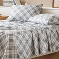 thumbnail image 2 of Codi Flannel Sheets Queen Size- 4 Pieces Ultra Soft Flannel Sheet Set, Cozy 100% Cotton Blue Plaid Bedsheets, Brushed for Extra Softness, Fall Themed Warm Bedding Sheets, 14 Inch Deep Pocket, 2 of 16