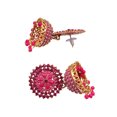 thumbnail image 2 of Crunchy Fashion Bollywood Jewellery Traditional Ethnic Bridal Bride Wedding Bridesmaid Gold-plated Royal Pink Kundan Design Jhumki Earrings, 2 of 4