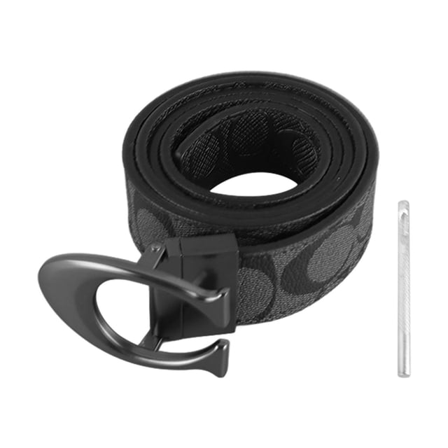 Cinturón de cuero sintético para hombre, hebilla en forma de C, doble cara, con perforador, 110 cm