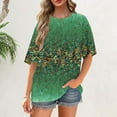 thumbnail image 4 of NAMTYQX Short Sleeve Shirts for Women Loose Soft Short Sleeve Casual Crewneck Plus Size Cute Patterned Hip Dark Green Size XL, 4 of 5