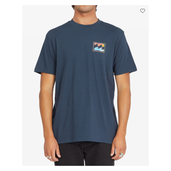 Billabong Crayon Wave Short Sleeve Crewneck T-Shirt,Navy,Small