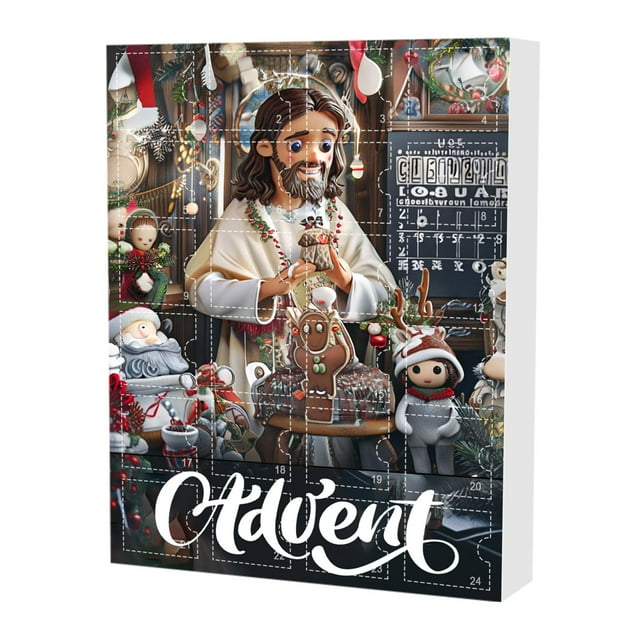 Caja ciega con cuenta atrás para la Navidad, calendario de Navidad, colgante de Pascua, caja ciega con colgante de Jesús