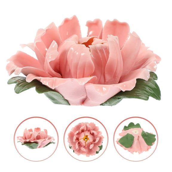Masteelf  Ceramic Peony Flower Incense Stand Holder Ornament Office Pink