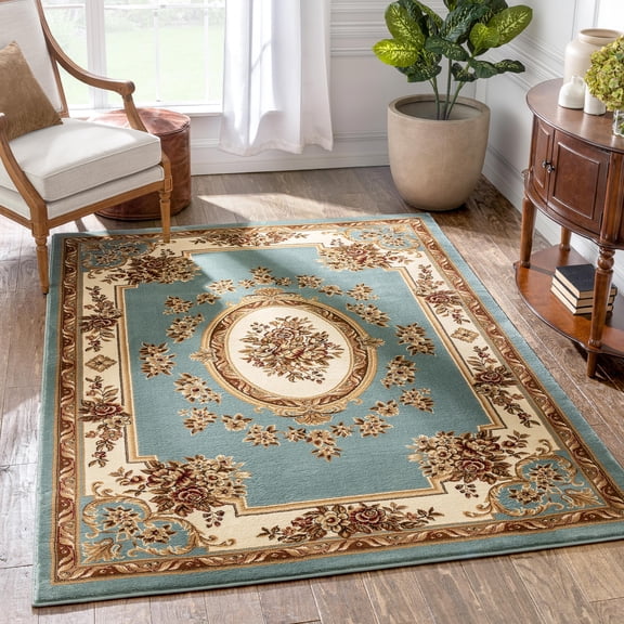 Well Woven Timeless Le Petit Palais Medallion Oriental Light Blue 3'11" x 5'3" Area Rug