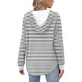 thumbnail image 4 of YUGYXL Casual Striped Hoodies for Women Fall Winter Pullover Long Sleeve Tunic Tops Loose V Neck Sweatshirts Tees White Hoodie S, 4 of 5