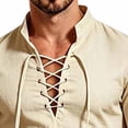 thumbnail image 4 of LEKWK Renaissance Costume Men Medieval Costume Lace-Up V-Neck Pirate Shirt Pants with Vintage Belt and Arm Guards for Halloween Cosplay, 4 of 4
