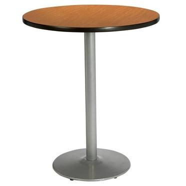 KFI Studios Mode 3.5' Round Bistro Table, Medium Oak, Silver Base