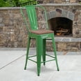 thumbnail image 2 of Flash Furniture Lily 24" High Green Metal Counter Height Stool with Back and Wood Seat, 2 of 6