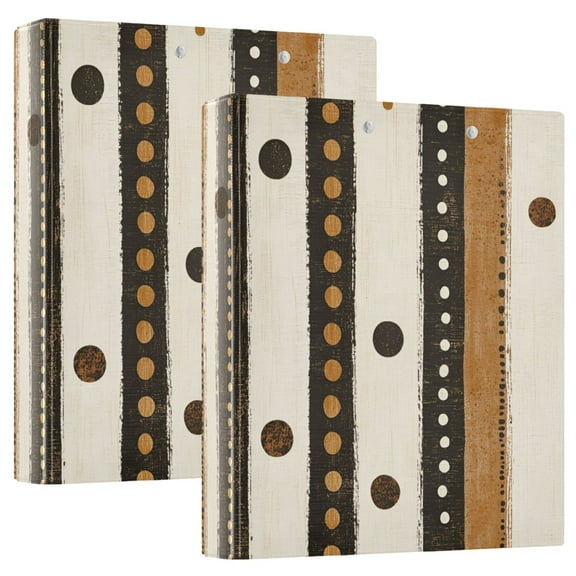 FORMRS 3 Ring Binder 1.5 inch with Pockets Set of 2 Clip Board 200 Sheets Capacity, Beige Abstract Dots