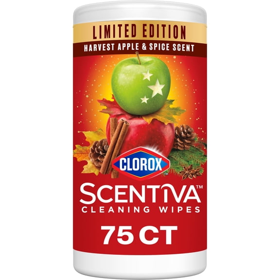 Clorox Scentiva Disinfectant Wipes, Harvest Apple & Spice, 75 Count