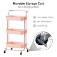 thumbnail image 5 of 3 Tier Rolling Kitchen Trolley Cart Metal+PP Storage Shelves Rack Utility Cart Pink, 5 of 8