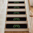 thumbnail image 3 of Stair Treads Non Slip Indoor for Wooden Steps, Green Game Controller 4 Pcs Stair Mats for Kids Elders Dogs, 8 x 30 Inch Modern Art Gaming Handheld Black Carpet Treads Runner Rugs for Staircase, 3 of 9