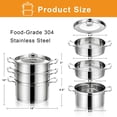 thumbnail image 2 of Costway 3-Tier Steamer Pot 304 Stainless Steel Steaming Cookware w/ Glass Lid, 2 of 9