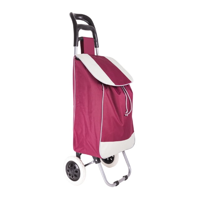 Carrito Plegable Multifuncional Queen Sense Ideal Para Mandado Supermercado Con Bolsa De Lona Color Vino