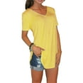 thumbnail image 6 of Womens T Shirts, Yigetop Summer V Neck T Shirts for Women Short Sleeve Tshirts Summer Casual Tops Loose Fit Basic Tees Women Tshirts Loose Fit Yellow 5XL, 6 of 6