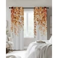 thumbnail image 2 of Blackout Curtains for Bedroom, Orange Eucalyptus Leaves Room Darkening Window Drapes for Living Room, Spring Floral Summer Botanical Thermal Insulated Grommet Curtains, 42x63 inch, 2 Panels, 2 of 9