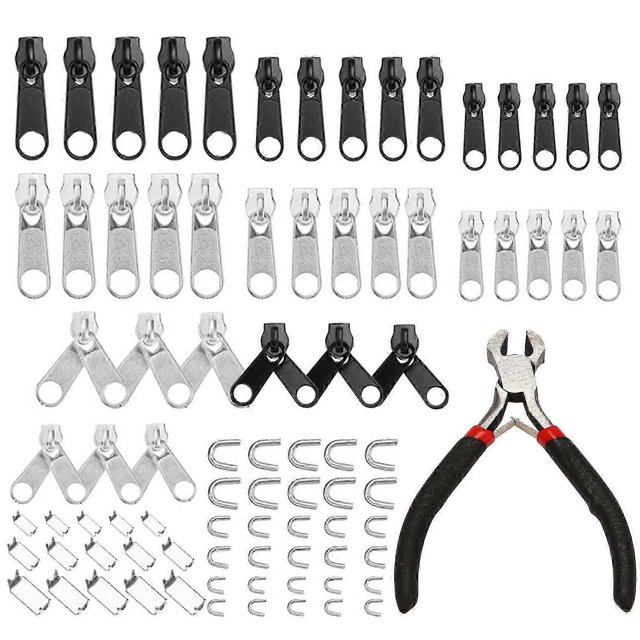 85Pcs Zipper Repair Kit Zip Slider Universal Zippers Replacement Jacket Clothes Bag Tent Fix Plier