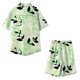 thumbnail image 4 of Conjunto casual de blusa y pantalones de playa de manga corta con estampado de botones para hombre Pompotops  oipoqjl35923, 4 of 5