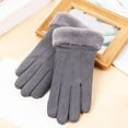 thumbnail image 2 of Suede Warm Gloves Winter Ladies Student Cute Korean Version With Thickened Outdoor Riding Screen Gloves, 2 of 9