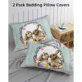 thumbnail image 2 of Easter Bunny King Pillow Cases Set of 2 - Microfiber Bed Throw Pillow Covers, Spring Easter Eggs Chick Floral Teal Wood Decorative Lumbar Pillow Cover with Envelope Closure for Sofa/Travel 20"x36", 2 of 6
