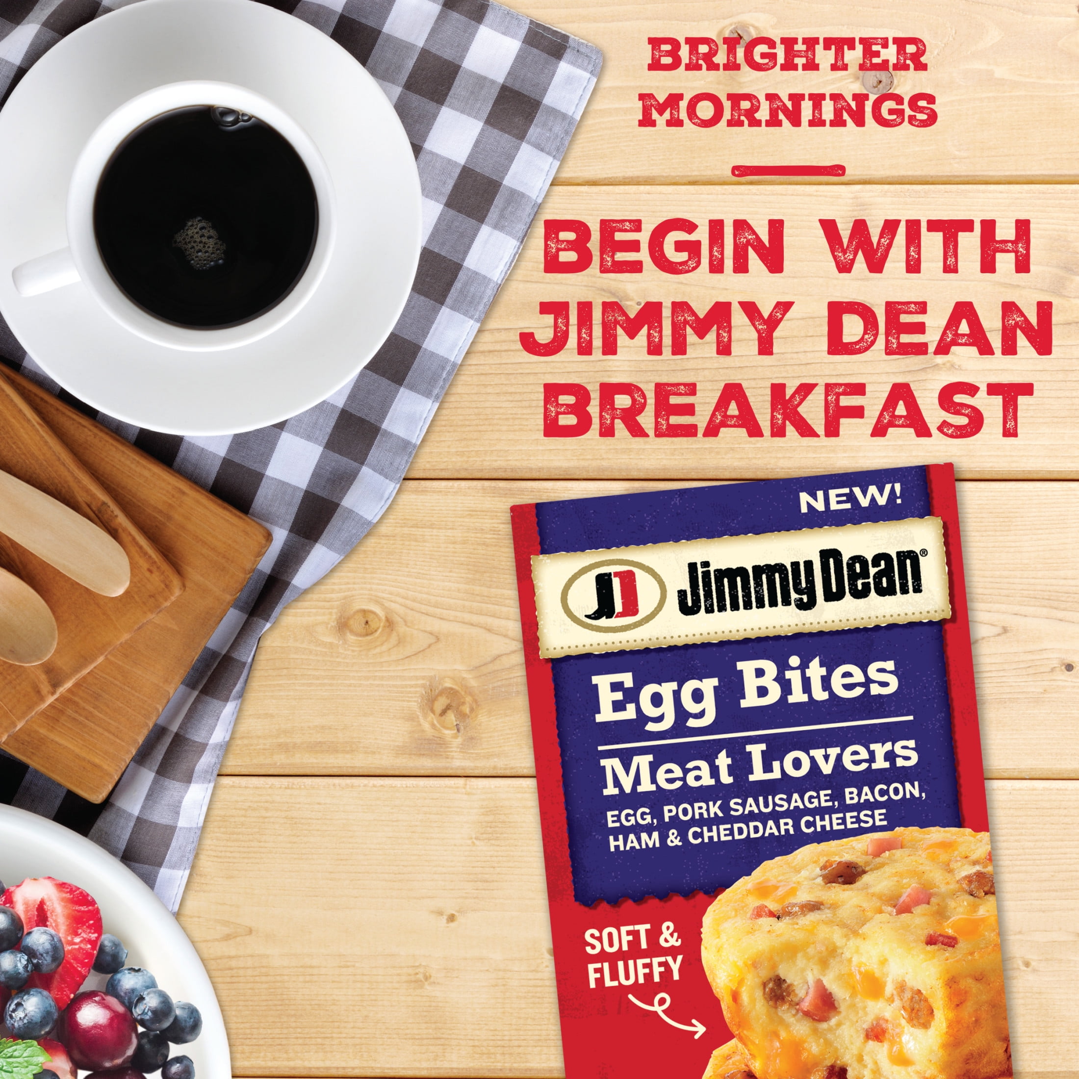 Jimmy Dean Meat Lovers Egg Bites, Pork Sausage Bacon Ham and Cheddar Cheese, 4 oz, 2 Count (Frozen)