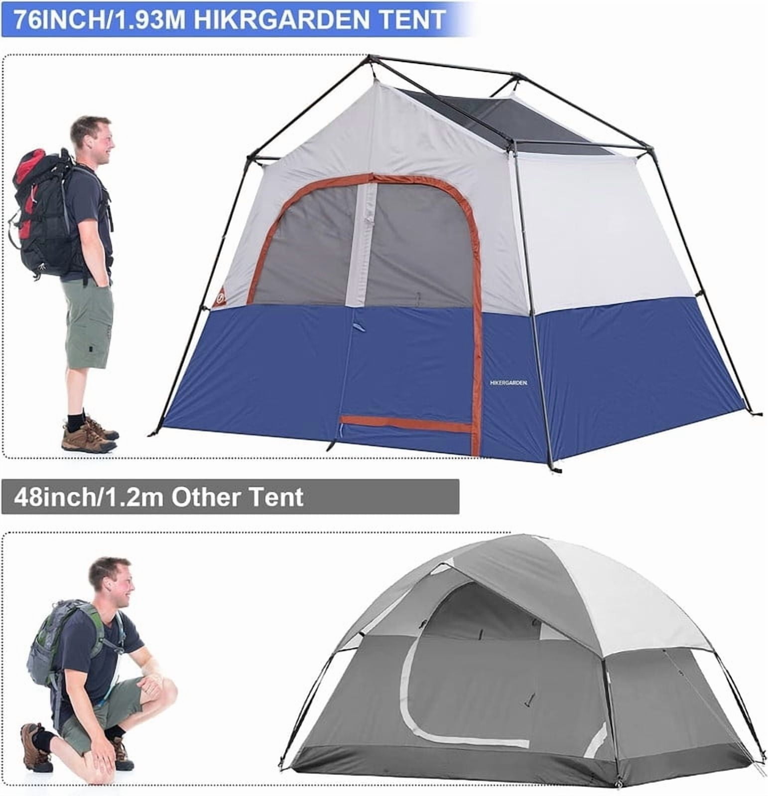HIKERGARDEN 6 Person Camping Tent - Portable Easy Set Up Family Tent for Camp, Windproof Fabric Cabin Tent Outdoor for Hiking, Backpacking, Traveling