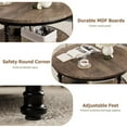 thumbnail image 3 of 30 inch Round Coffee Table 2-Tier Living Room Table with Storage Shelf and Sturdy Metal Legs, Light Walnut, 3 of 5