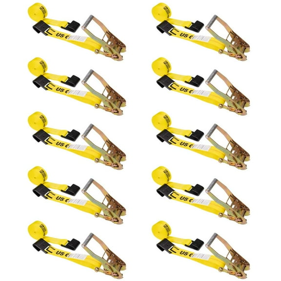 2" x 30' Ratchet Strap w/ Flat  Hooks (10 Pack)