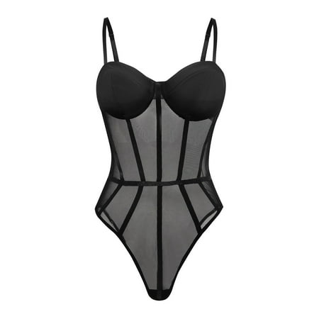 Women s Fashion Sexy Suspender Mesh Corset Underwear Bodysuit Tops