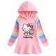 thumbnail image 5 of Hello Kitty primavera y otoño nuevo algodón dibujos animados Arco Iris niñas vestido de manga larga con capucha suéter vestido de princesa, 5 of 5