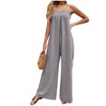 thumbnail image 2 of Pantalones de Pierna Ancha Casual Pecho Plisado Correa de Espalda Suelto para Primavera Verano, 2 of 9