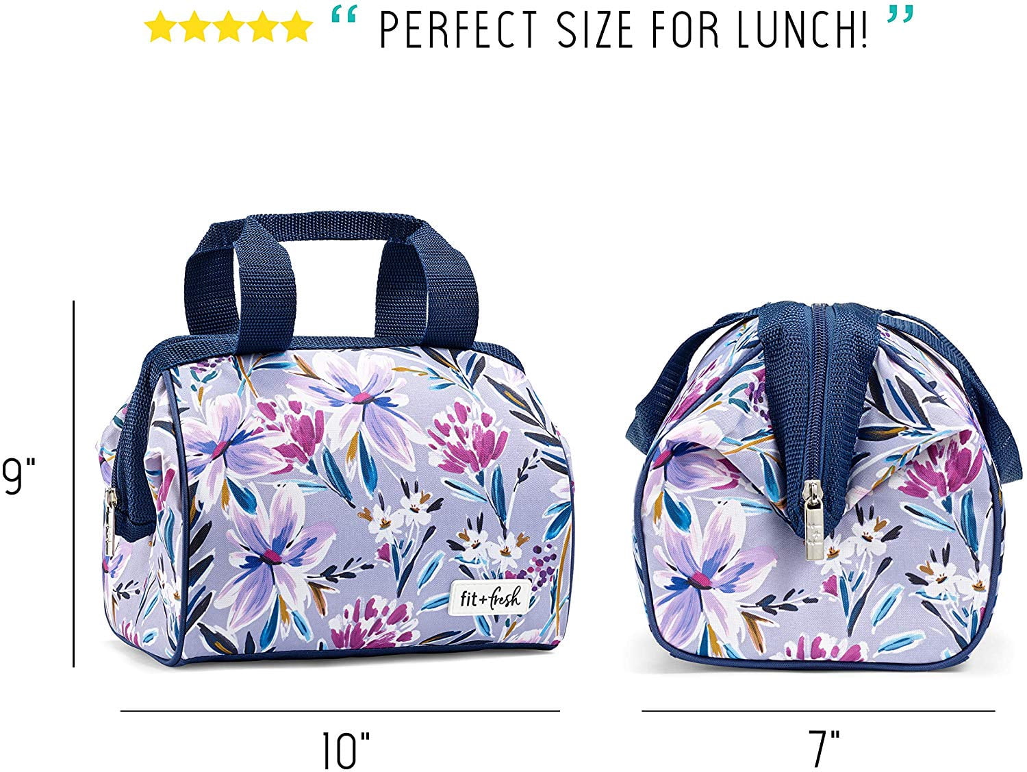 Fit & Fresh Laketown Lunch Bag, Navy Blue and Lilac Floral